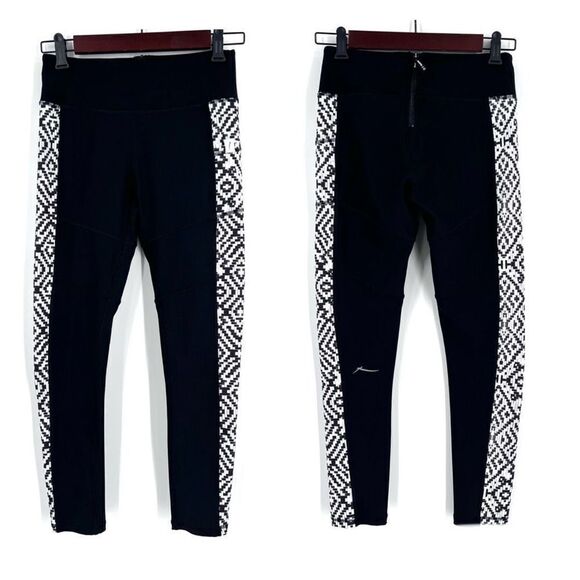 Gottex Women's Workout Pants Size Small Leggings Black White Phone Pocket Side c - Picture 1 of 12